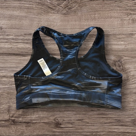 Nike Women's Black and Blue Patterned Sports Bra - Picture 2 of 3